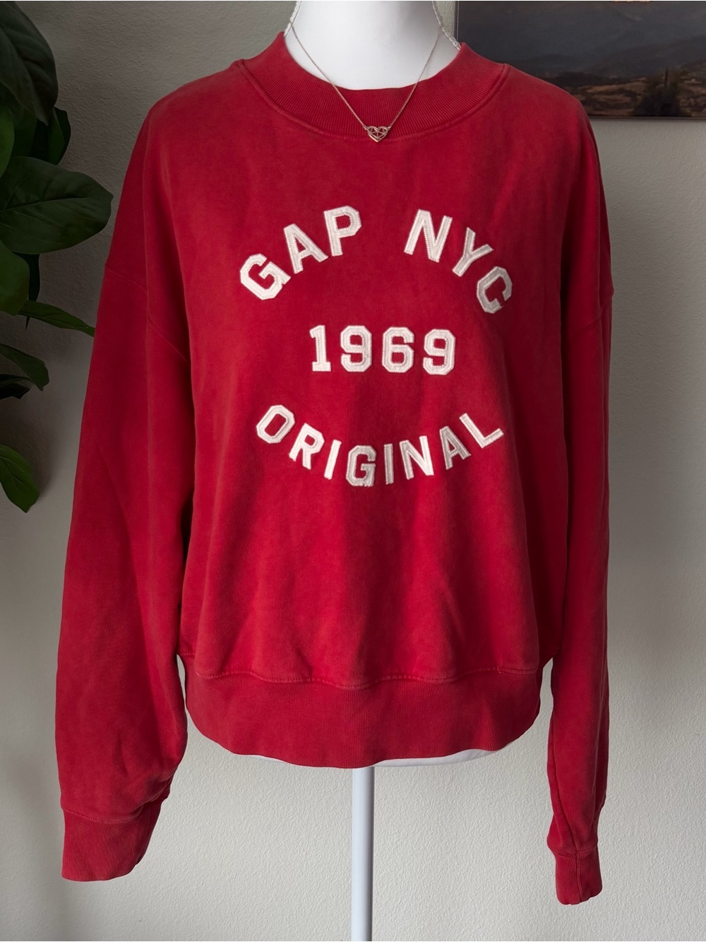 GAP Red Crewneck Sweatshirt with White Lettering